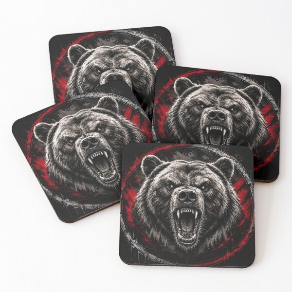 Item preview, Roaring Grizzly Bear, Angry Wild Bear, Black and White designed and sold by PatternFly.