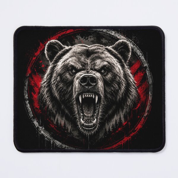 Item preview, Roaring Grizzly Bear, Angry Wild Bear, Black and White designed and sold by PatternFly.