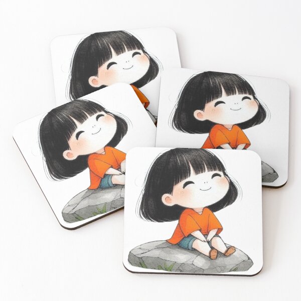 Item preview, Cute Smiling Chibi Girl Illustration designed and sold by Reshmakhan.