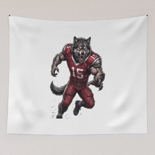 Item preview, Aggressive Werewolf Football Player Sports Mascot designed and sold by Pandora´s Box.