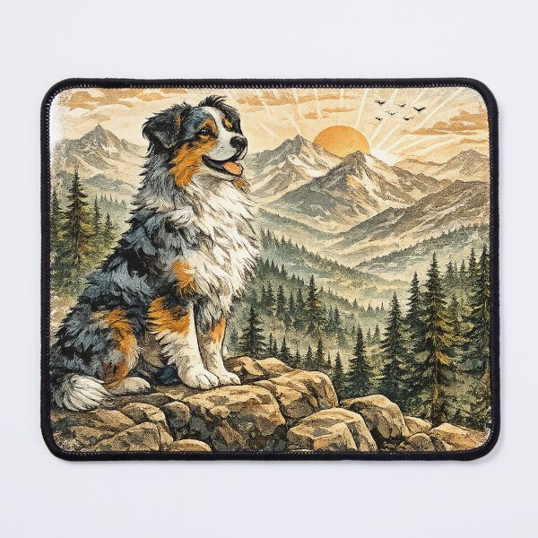 Item preview, Australian Shepherd Mountain Adventure Vintage National Park Dog Lover Sticker designed and sold by Golden Era Studio.