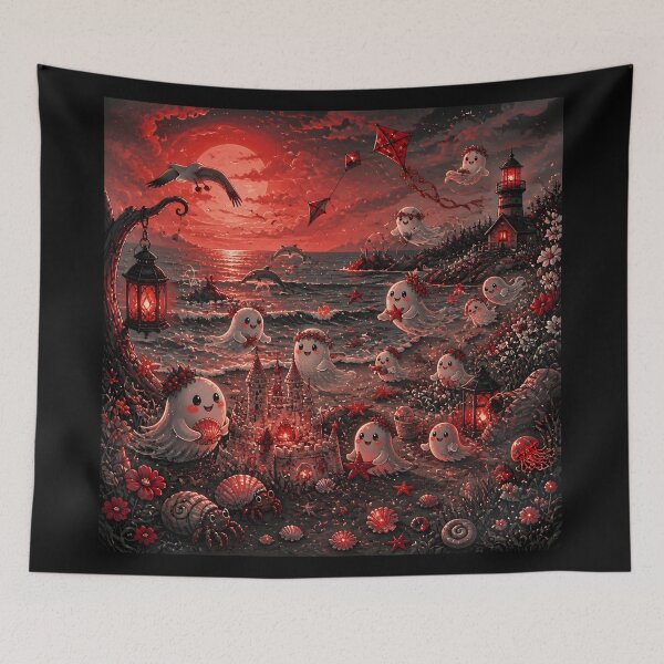 Item preview, Playful Ghosts on a Beach at Sunrise designed and sold by Shelley Loewnau-Jones Studio.