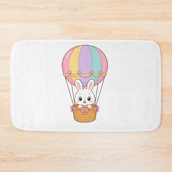 Aperçu de l'œuvre Cute Bunny Riding Hot Air Balloon Kawaii Cartoon Adventure Design créée et vendue par Seculinator.