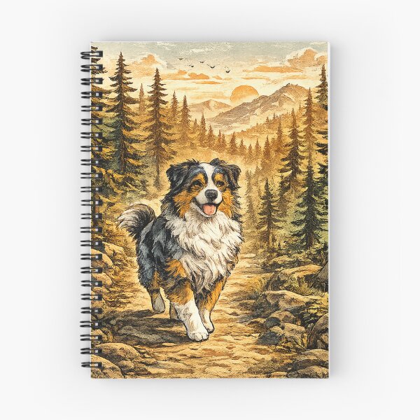 Item preview, Australian Shepherd Forest Hiking Vintage Dog Lover Design designed and sold by Golden Era Studio.