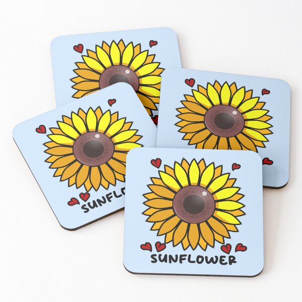 Item preview, Cute Kawaii Sunflower Illustration with Hearts designed and sold by Sandai Maker.