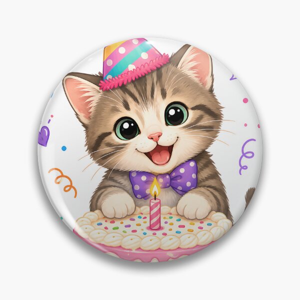Item preview, Happy Purr-thday | Cute Birthday Kitten with Cake designed and sold by Stubblejumper Artworks.
