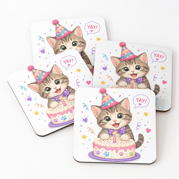 Item preview, Happy Purr-thday | Cute Birthday Kitten with Cake designed and sold by Stubblejumper Artworks.