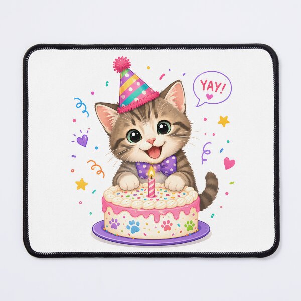 Item preview, Happy Purr-thday | Cute Birthday Kitten with Cake designed and sold by Stubblejumper Artworks.