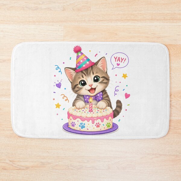 Item preview, Happy Purr-thday | Cute Birthday Kitten with Cake designed and sold by Stubblejumper Artworks.