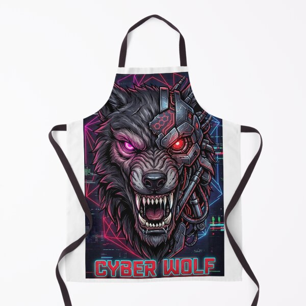 Item preview, Menacing Cyber Wolf Cyborg Head Neon Mascot designed and sold by Pandora´s Box.