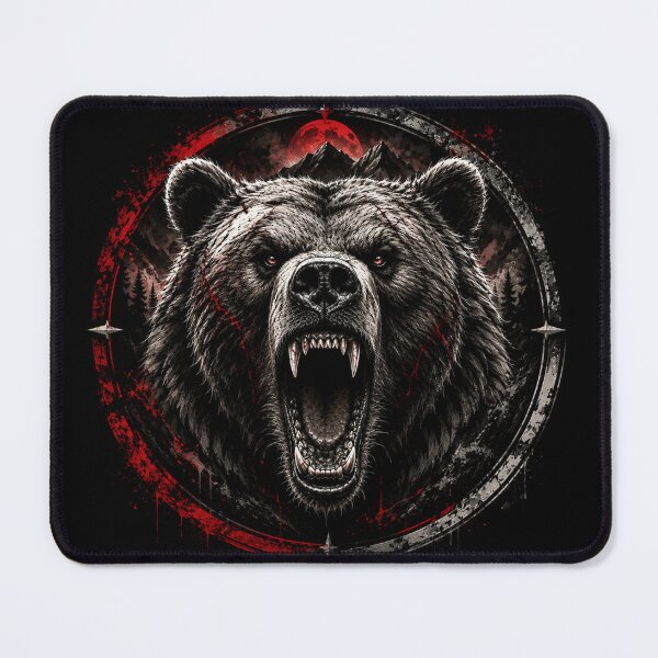 Item preview, Roaring Grizzly Bear, Angry Wild Bear, Black and White designed and sold by PatternFly.