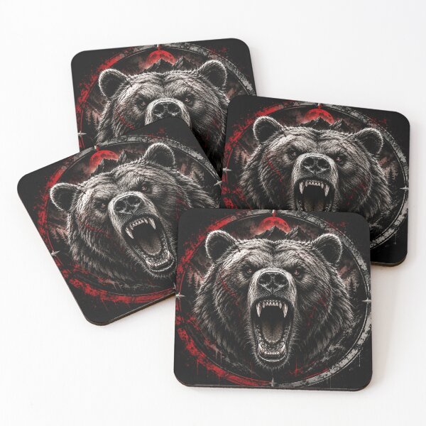 Item preview, Roaring Grizzly Bear, Angry Wild Bear, Black and White designed and sold by PatternFly.