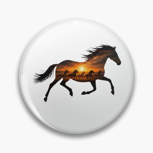 Item preview, Galloping Horse Double Exposure Wild Horses Sunset Landscape Art designed and sold by OTSC.
