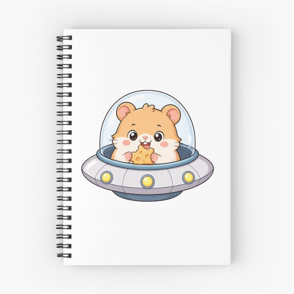 Item preview, Cute Hamster in UFO Eating Cheese Kawaii Cartoon Space Design designed and sold by Seculinator.