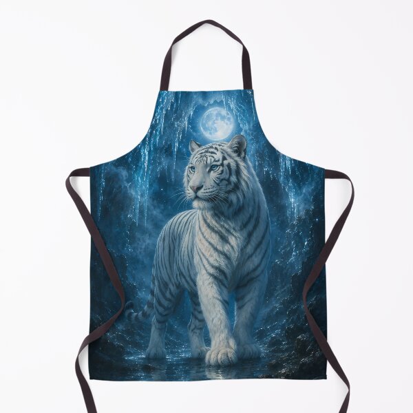 Item preview, Majestic White Tiger Under Moonlight | Blue Fantasy Forest Wildlife Art designed and sold by ManJiangHong.