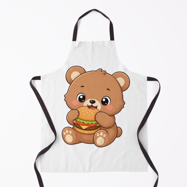 Item preview, Cute Bear Eating Cheeseburger Kawaii Cartoon Fast Food Design designed and sold by Seculinator.