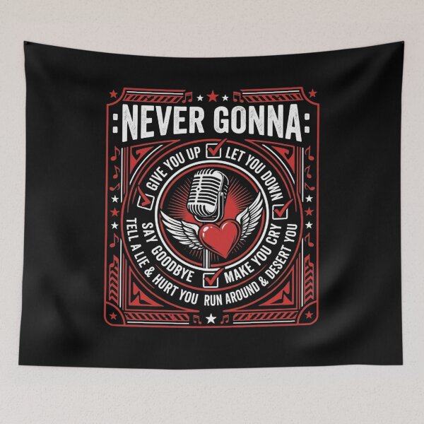 Item preview, Never Gonna Winged Microphone Heart Retro Music Art designed and sold by SiarheiYur.