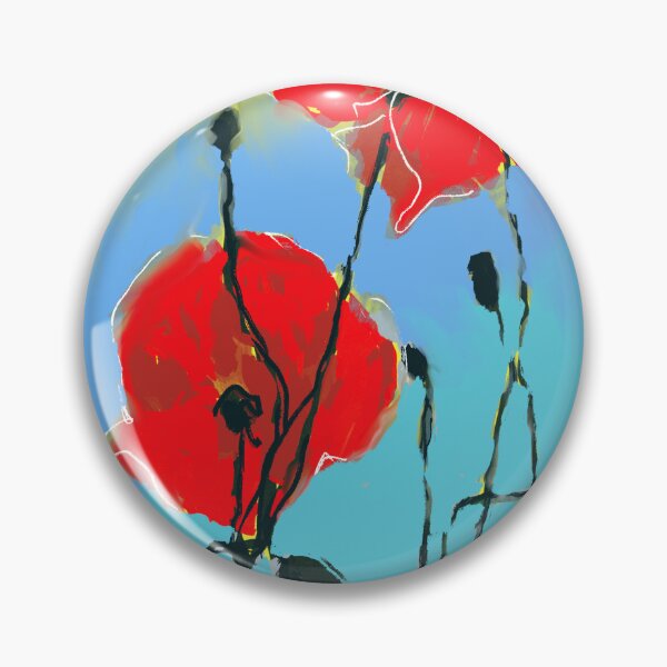 Item preview, Red Poppies on Blue Sky – Bold Modern Floral Painting designed and sold by BuckaBaby.
