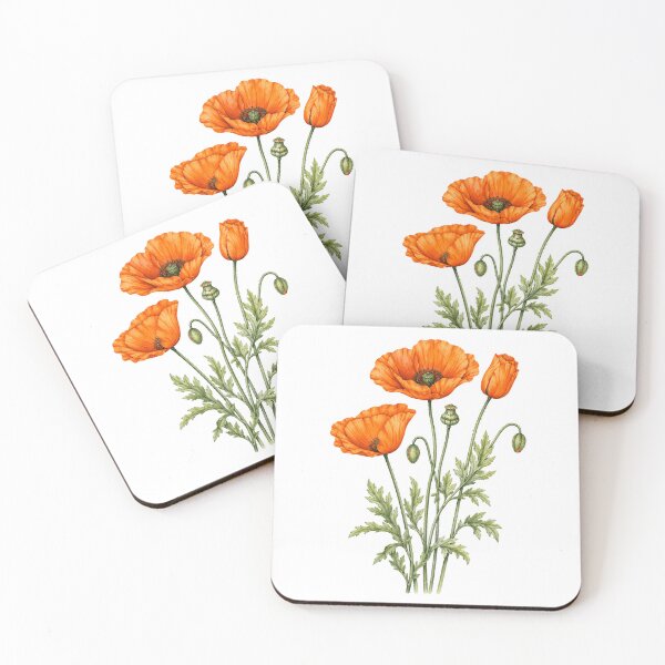 Item preview, Orange Poppy Botanical Watercolor Floral  designed and sold by Moizento.