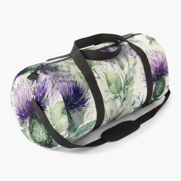 Item preview, Deep Violet Scottish Thistle and Teal Watercolor Botanical Pattern designed and sold by Nine Lives Studio.