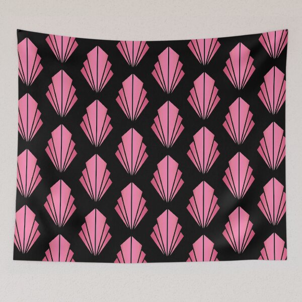 Item preview, Art Deco Pink Fan Pattern On Black Background designed and sold by DEC02.
