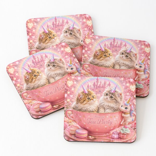 Item preview, Kawaii Tea Party Cats with Unicorn designed and sold by JBXDesigner.