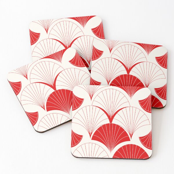 Item preview, Asian Art Deco Red And White Fan Pattern designed and sold by DEC02.