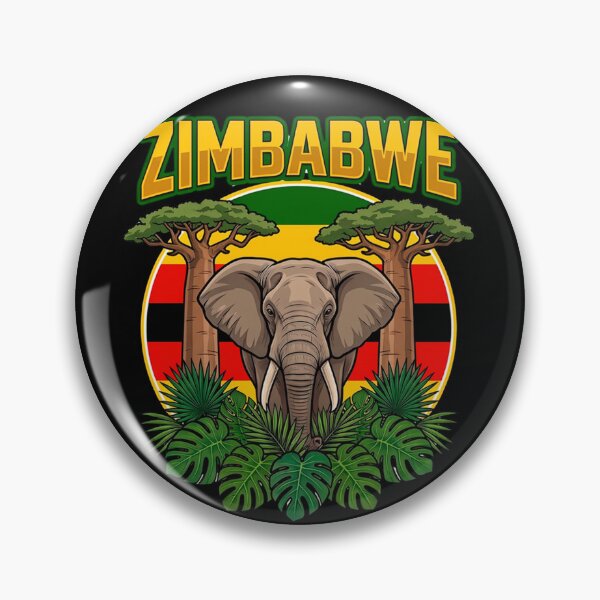Item preview, Retro Zimbabwe Elephant and Baobab Safari Art designed and sold by DanniJordan.