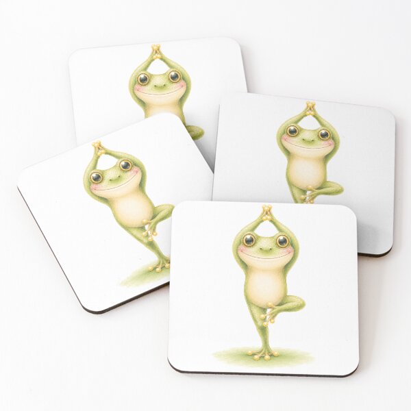 Item preview, Tree Pose Tree Frog Yoga Watercolor Print designed and sold by YogiAnimalArt.