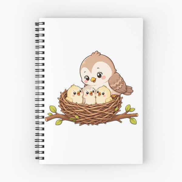Item preview, Cute Mama Bird with Baby Chicks in Nest Kawaii Cartoon Family Design designed and sold by Seculinator.