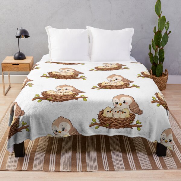 Item preview, Cute Mama Bird with Baby Chicks in Nest Kawaii Cartoon Family Design designed and sold by Seculinator.