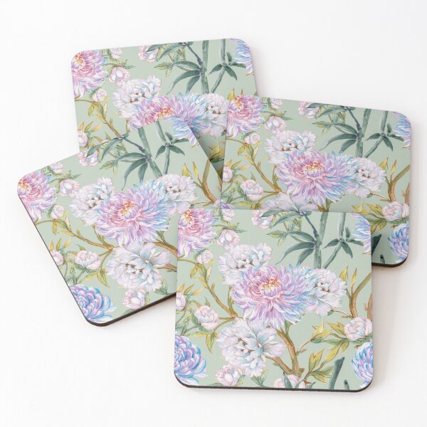 Item preview, Pastel Floral Pattern with Green Leaves designed and sold by behappyandrelax.