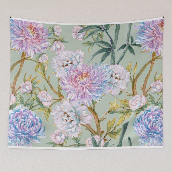 Item preview, Pastel Floral Pattern with Green Leaves designed and sold by behappyandrelax.