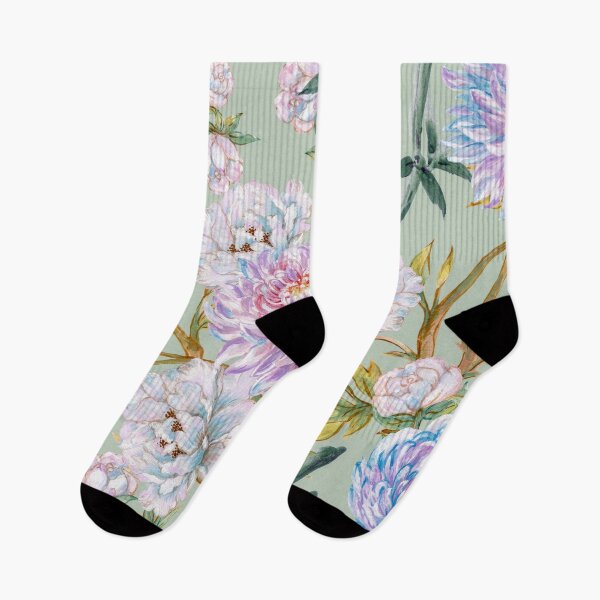Item preview, Pastel Floral Pattern with Green Leaves designed and sold by behappyandrelax.