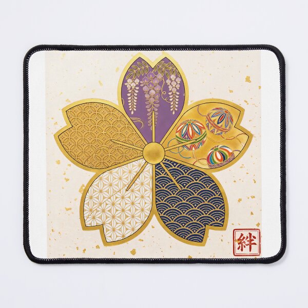 Item preview, Kizuna — Japanese Cherry Blossom Crest Art Print | Wisteria & Temari Kamon Pattern designed and sold by KimonoKotoba.