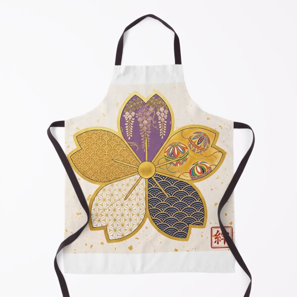 Item preview, Kizuna — Japanese Cherry Blossom Crest Art Print | Wisteria & Temari Kamon Pattern designed and sold by KimonoKotoba.