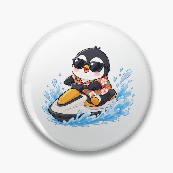 Item preview, Cool Kawaii Penguin Riding Jet Ski Summer Vacation designed and sold by Seculinator.