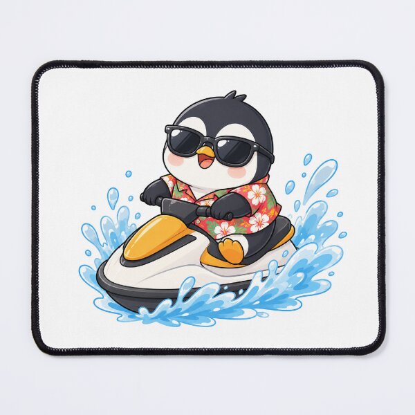 Item preview, Cool Kawaii Penguin Riding Jet Ski Summer Vacation designed and sold by Seculinator.