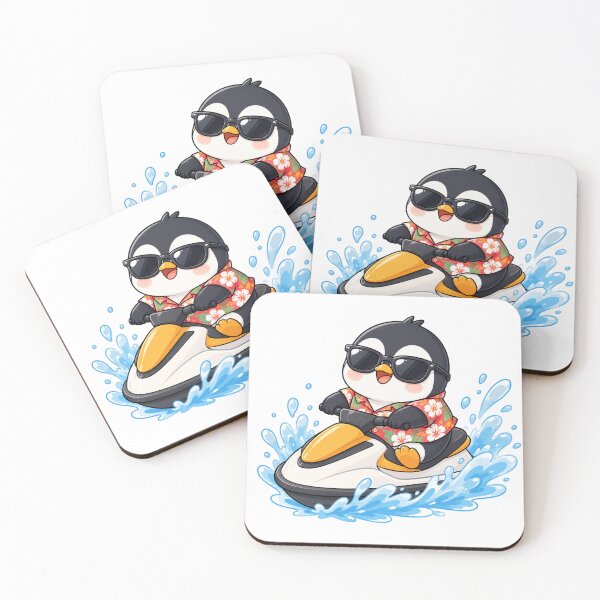 Item preview, Cool Kawaii Penguin Riding Jet Ski Summer Vacation designed and sold by Seculinator.