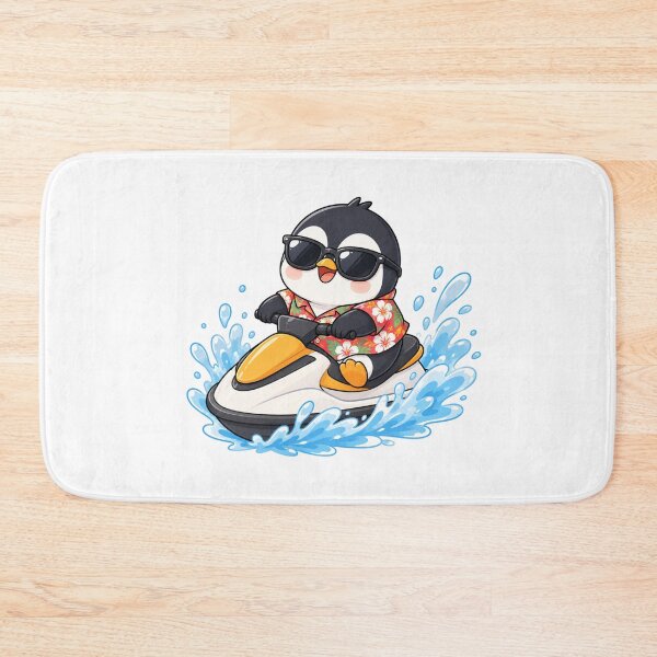 Item preview, Cool Kawaii Penguin Riding Jet Ski Summer Vacation designed and sold by Seculinator.