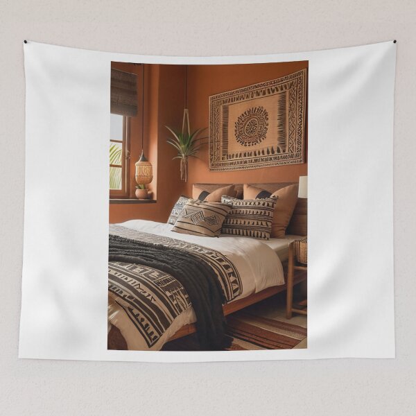 Item preview, Interior - Afro-Bohemian Style Bedroom, Warm Ethnic Ambiance designed and sold by Reverso-Design.