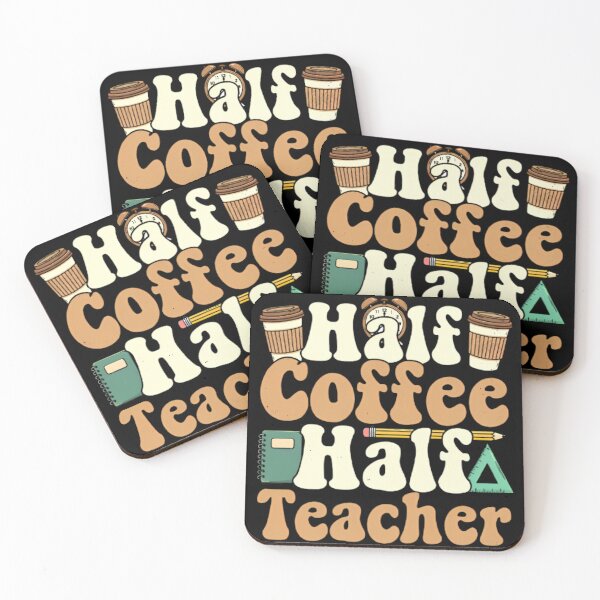 Item preview, Half Coffee Half Teacher Retro Text designed and sold by Linework Studio.
