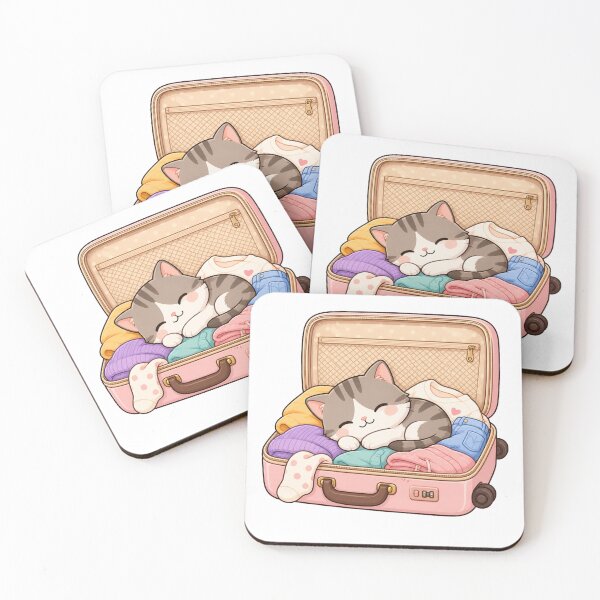 Item preview, Cute Kawaii Cat Sleeping In Pink Suitcase Travel designed and sold by Seculinator.