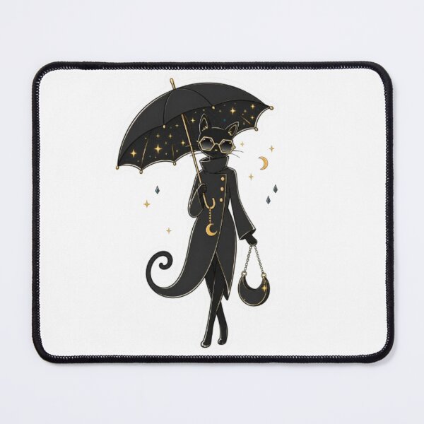 Item preview, Stylish Black Cat With Magical Umbrella designed and sold by Snurly.