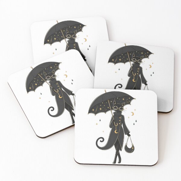 Item preview, Stylish Black Cat With Magical Umbrella designed and sold by Snurly.