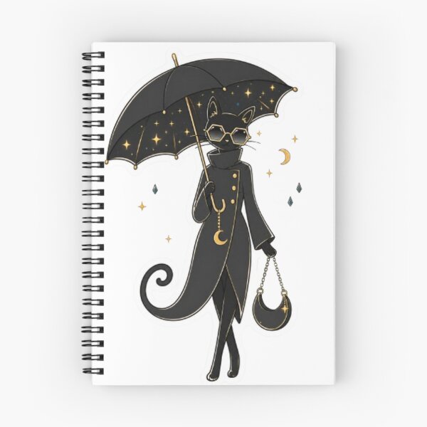 Item preview, Stylish Black Cat With Magical Umbrella designed and sold by Snurly.