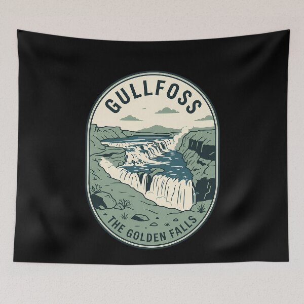 Item preview, Gullfoss The Golden Falls Vintage Travel Emblem designed and sold by k3rstman1.