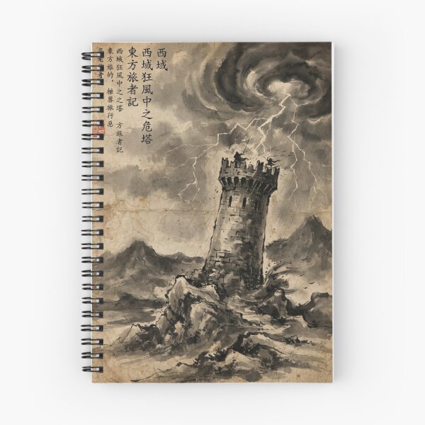 Item preview, The Storm-Caller’s Leaning Tower Sumi-e Ink Wash designed and sold by DuckOddity.
