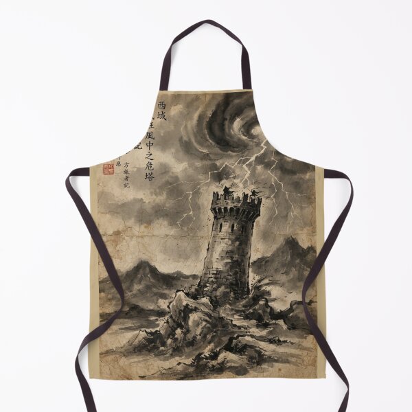Item preview, The Storm-Caller’s Leaning Tower Sumi-e Ink Wash designed and sold by DuckOddity.