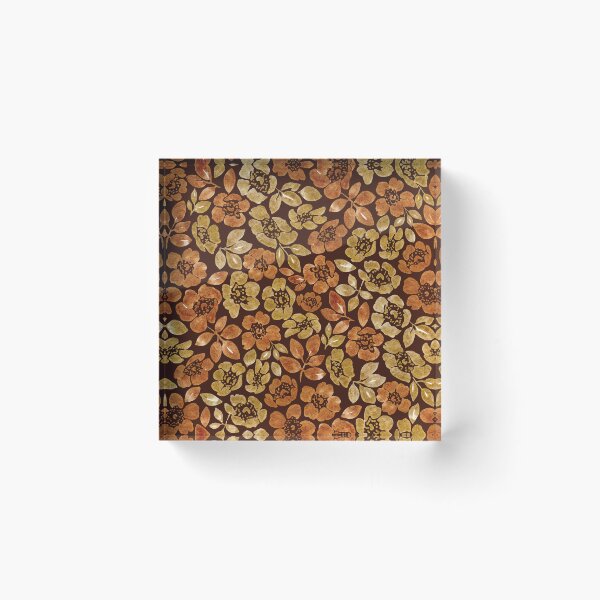 Item preview, Wild Roses Pattern in Gold Watercolor (Dark Background) designed and sold by andrebalest.art.